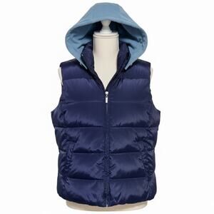 Prospirit Size L Navy Blue Puffer Vest Hooded Fleece Lined